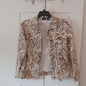 Chico's Cream and Brown Paisley Blazer